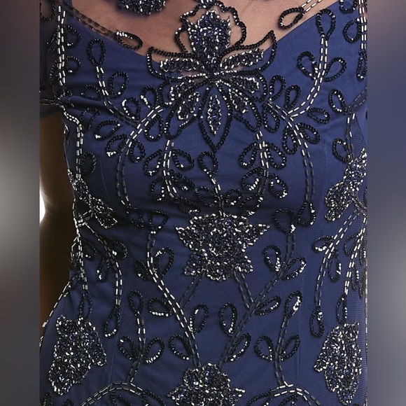 Adrianna Papell Women's Beaded Mesh Covered Gown - Picture 3 of 11